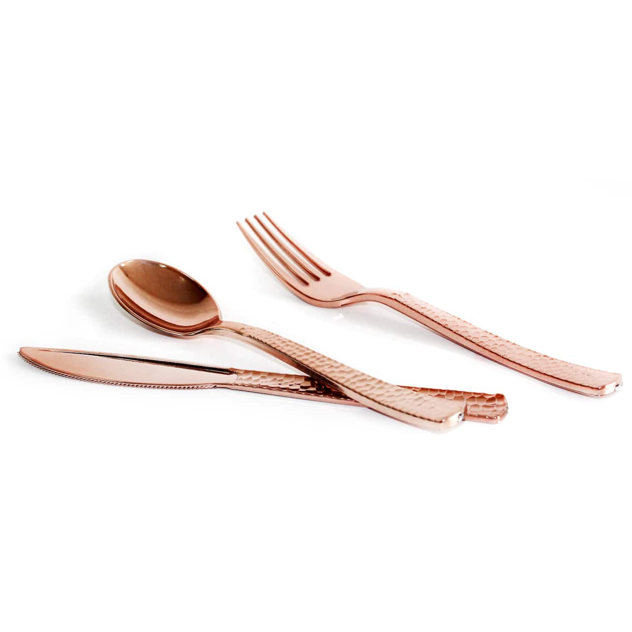 6 Packs: 120 ct. (720 total) Rose Gold Hammered Plastic Cutlery Set by Celebrate It&#x2122;